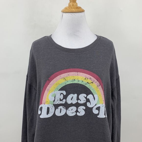 Wildfox Easy Does It Rainbow Sweatshirt Womens M Long Sleeve Pullover Split Hem - Picture 7 of 11